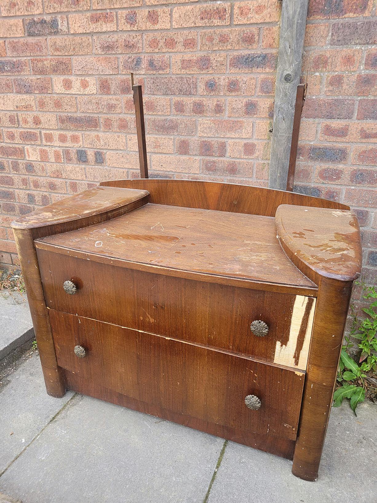 before picture of wooden cabinet