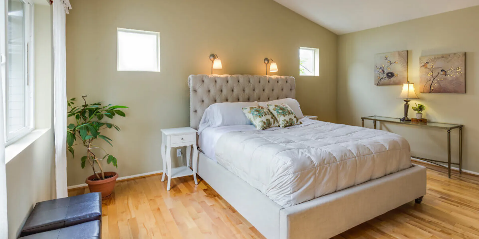 Calming green bedroom walls