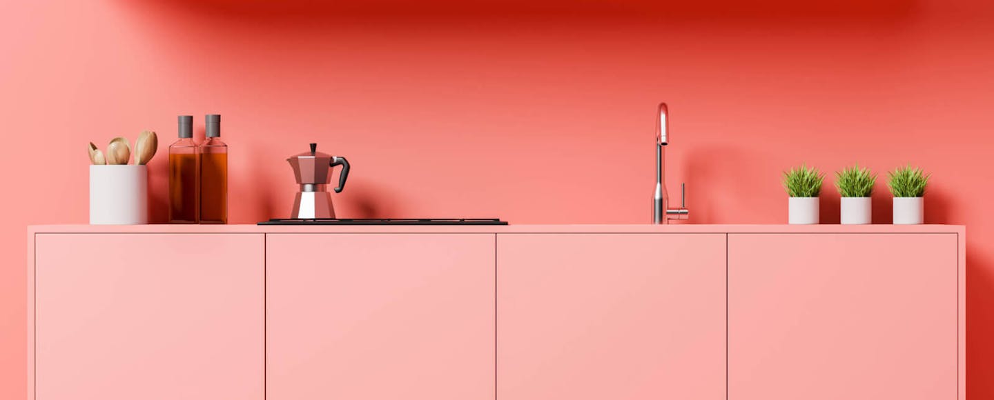 pink kitchen cabinets