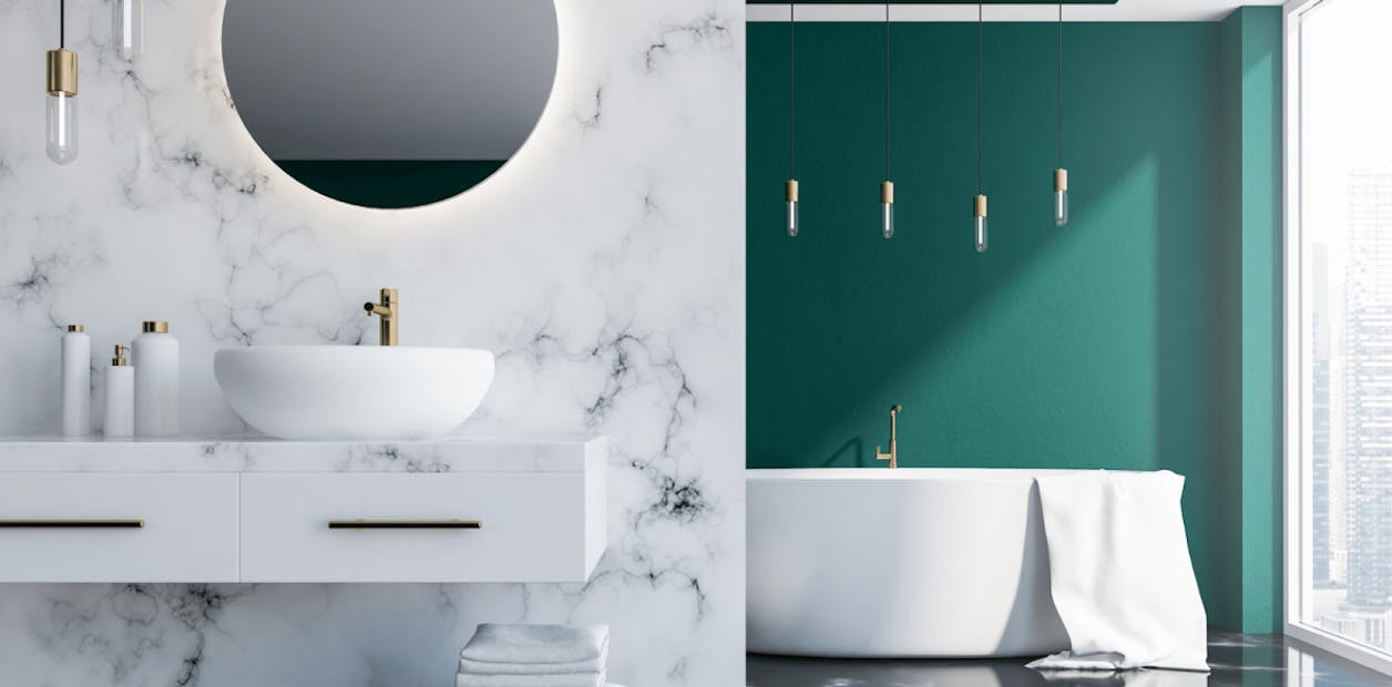 Emerald And White Bathroom