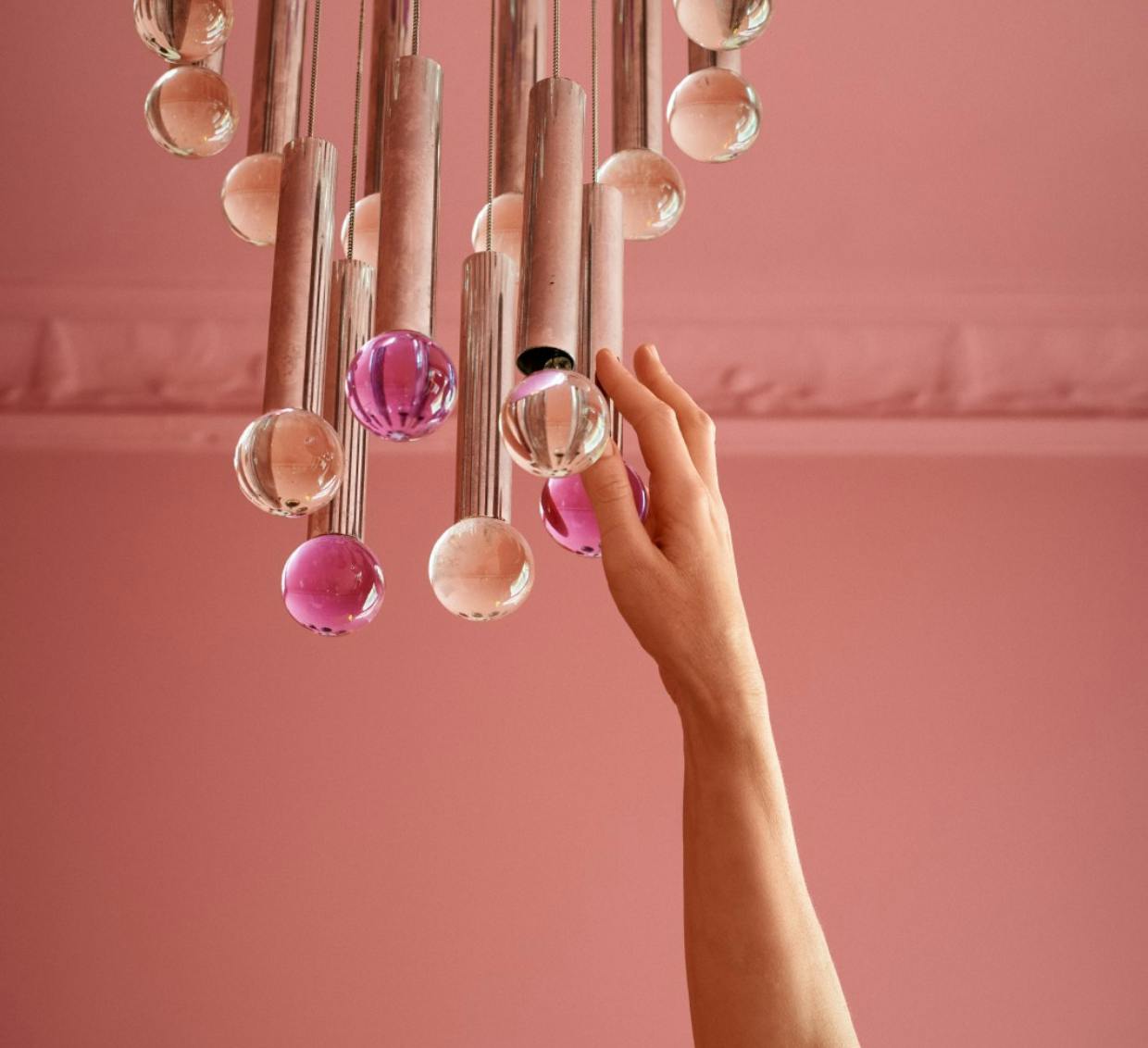 Interior colour drenched style in pink shade