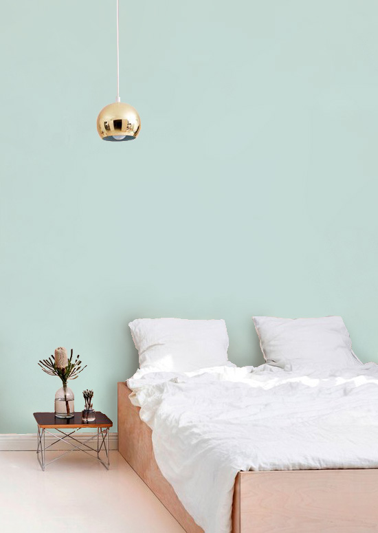 light teal painted wall 