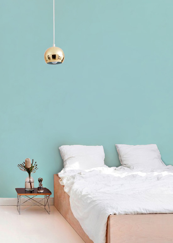 vibrant teal painted wall