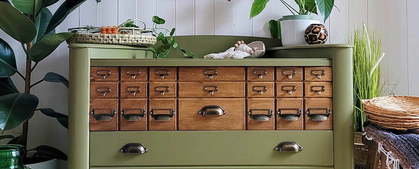 olive green wooden cabinet