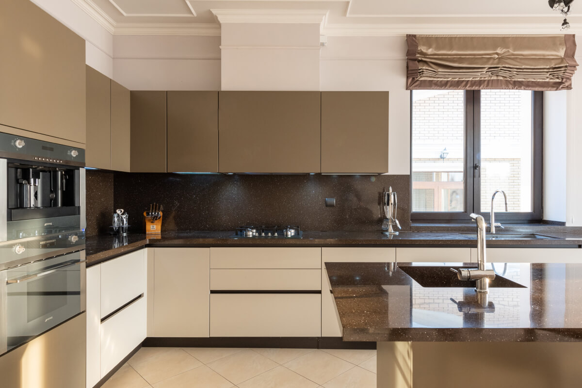 brown and neutral kitchen cabinets