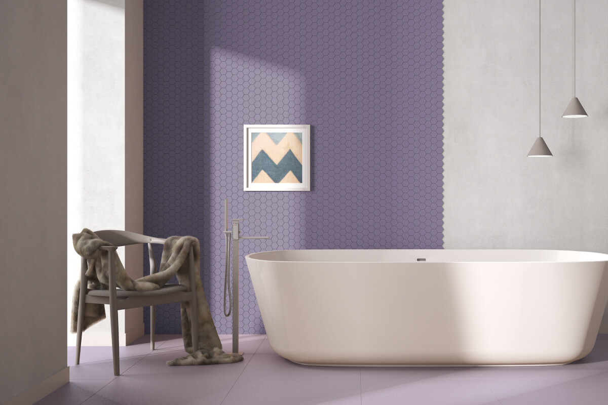 Calming Purple Tones for a Relaxing Bathroom Oasis
