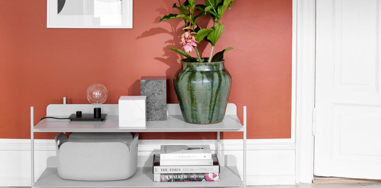 Red living room wall