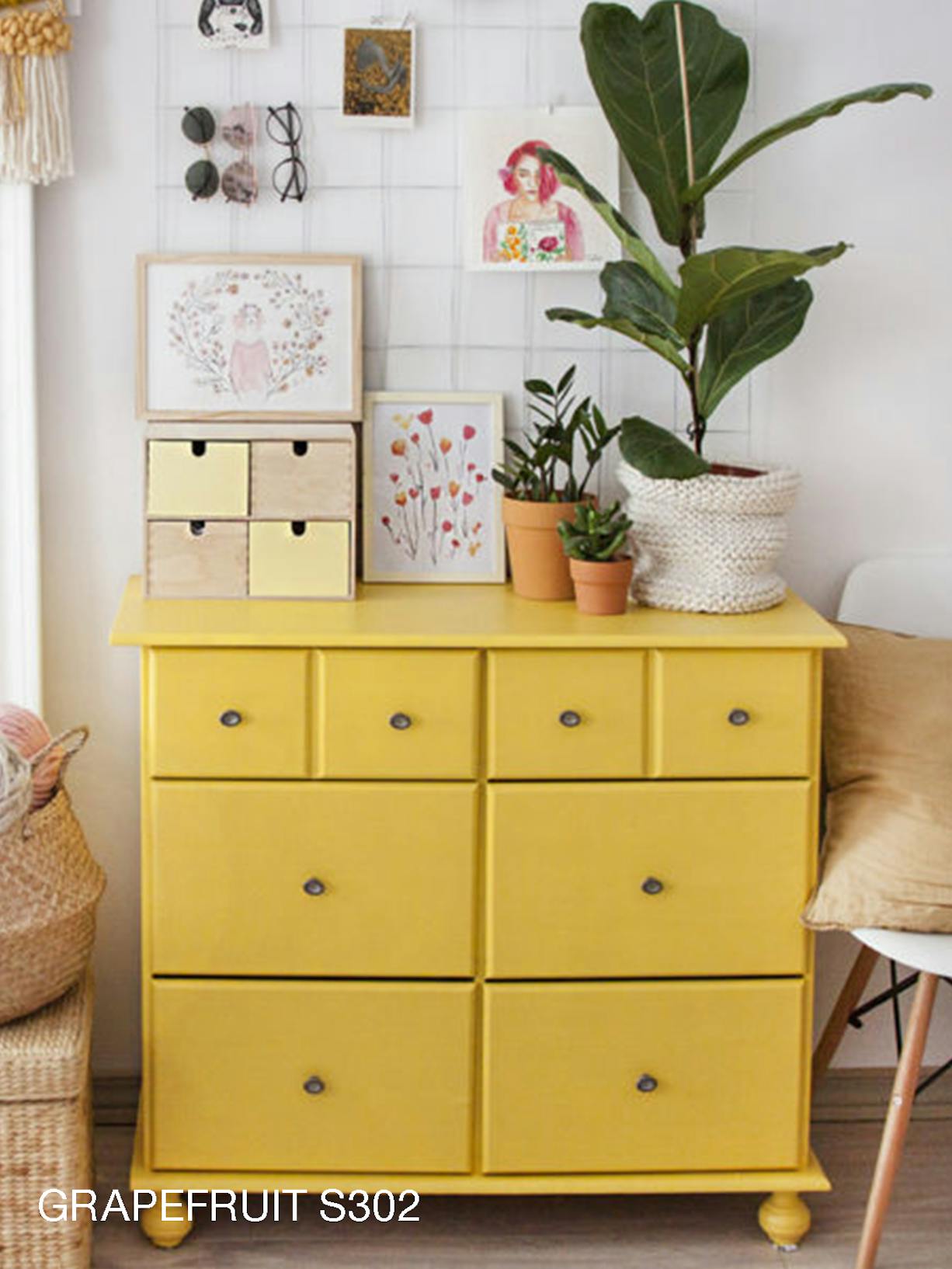 Yellow chest of drawers