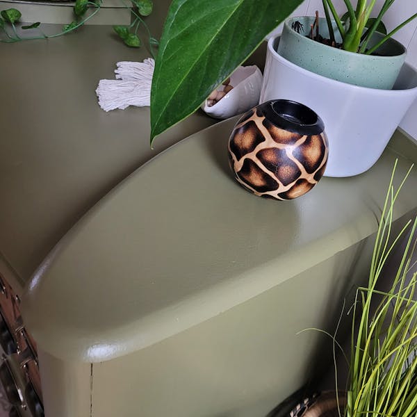 olive green wooden cabinet