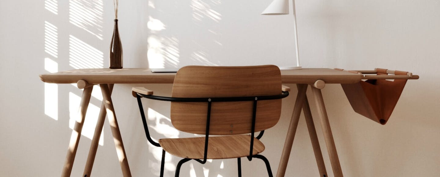 home work space with white wall