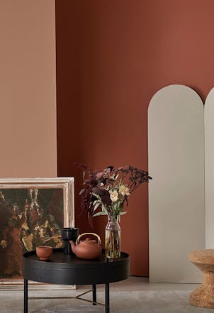 wall painted in a terracotta paint