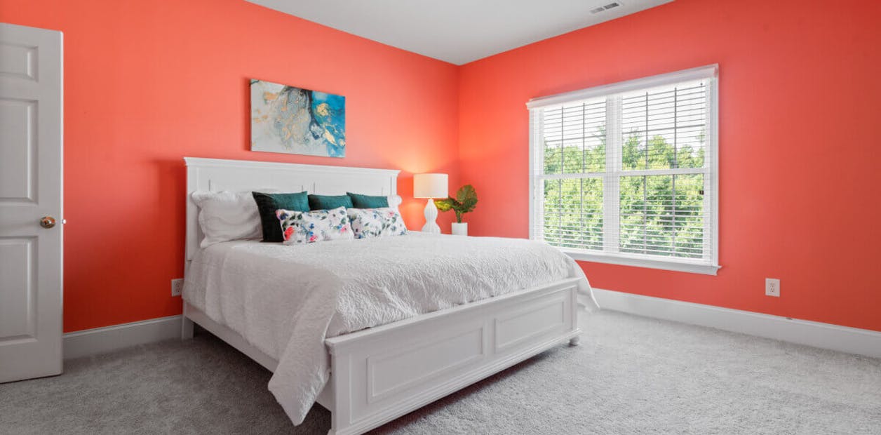 lively red bedroom walls