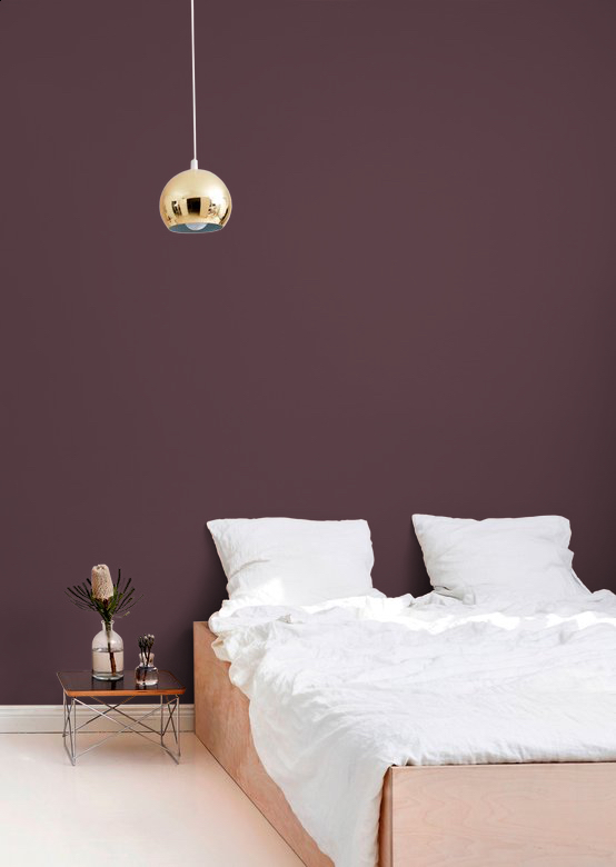 deep purple bedroom wall