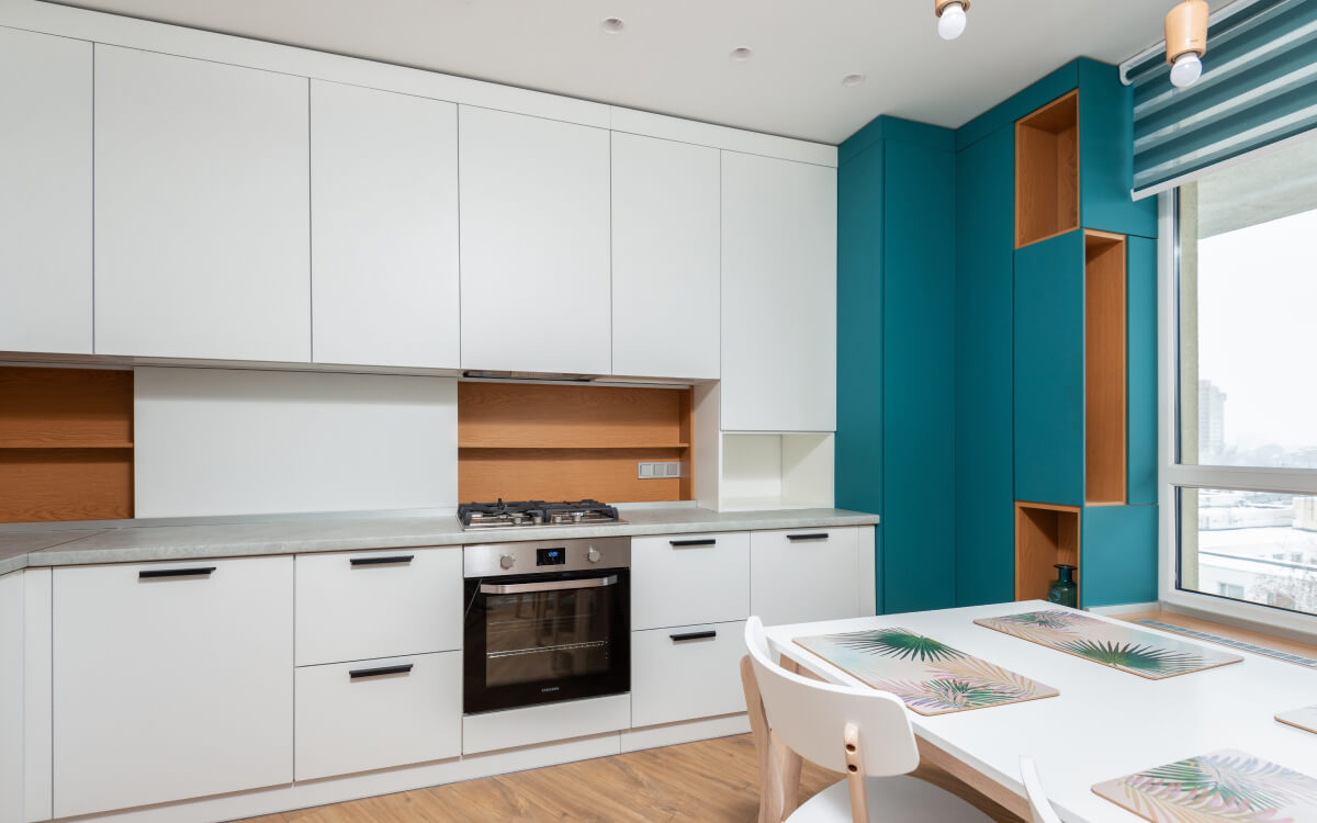 energetic and fun kitchen colour scheme