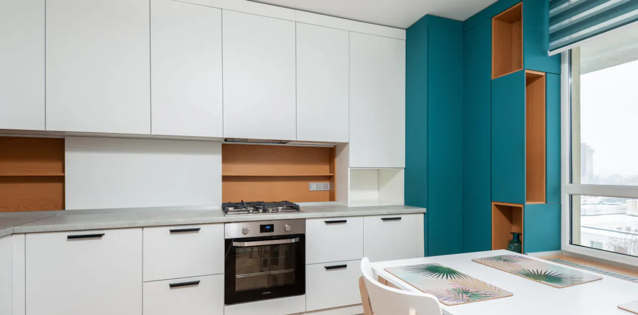 energetic and fun kitchen colour scheme