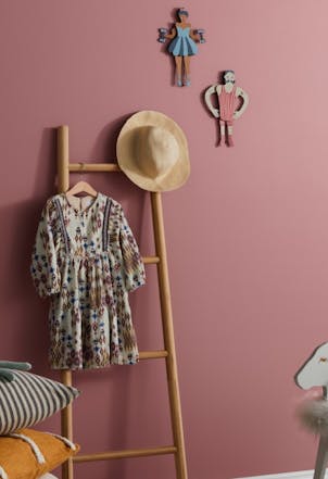dusky pink hallway wall