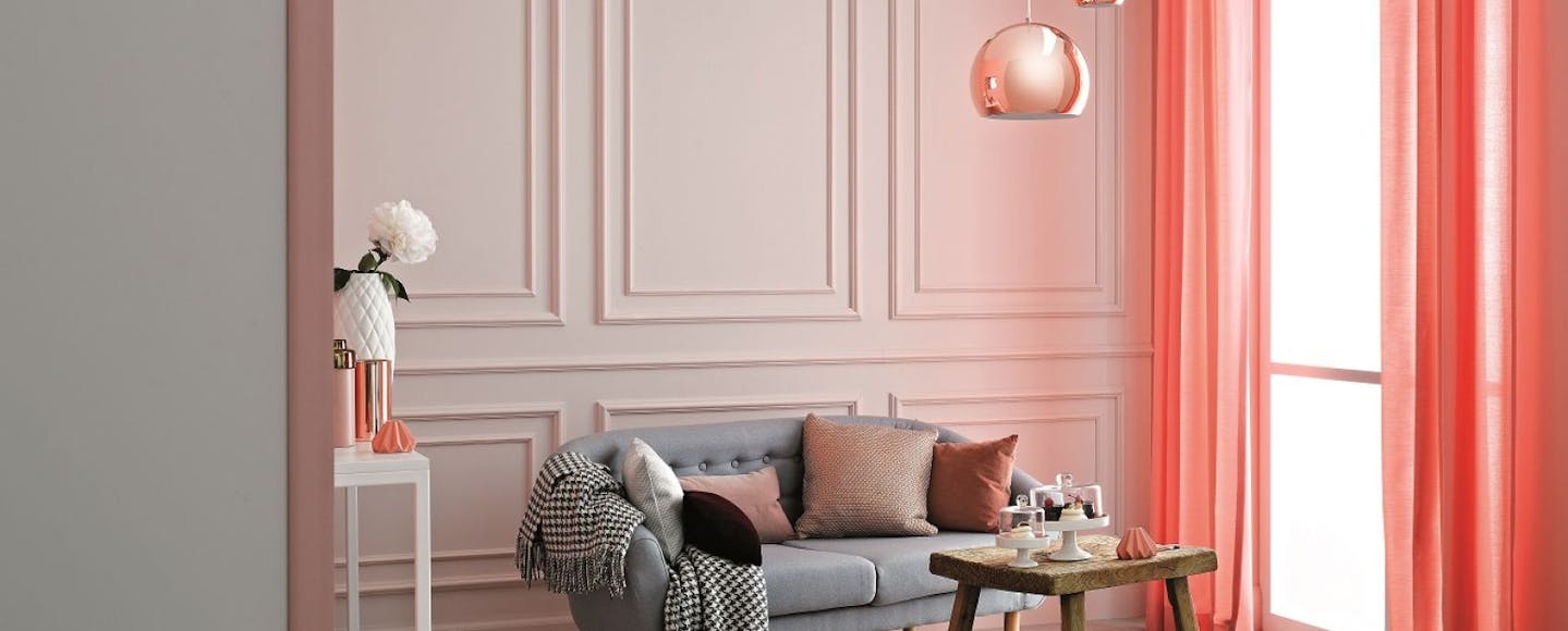 pale pink living room wall