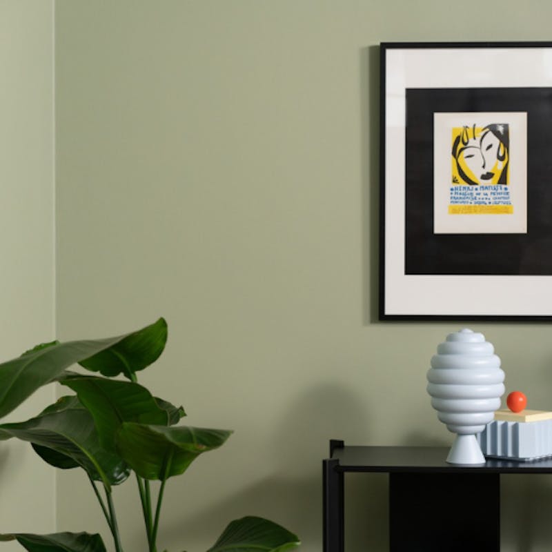 livingroom with sage green shade painted on walls