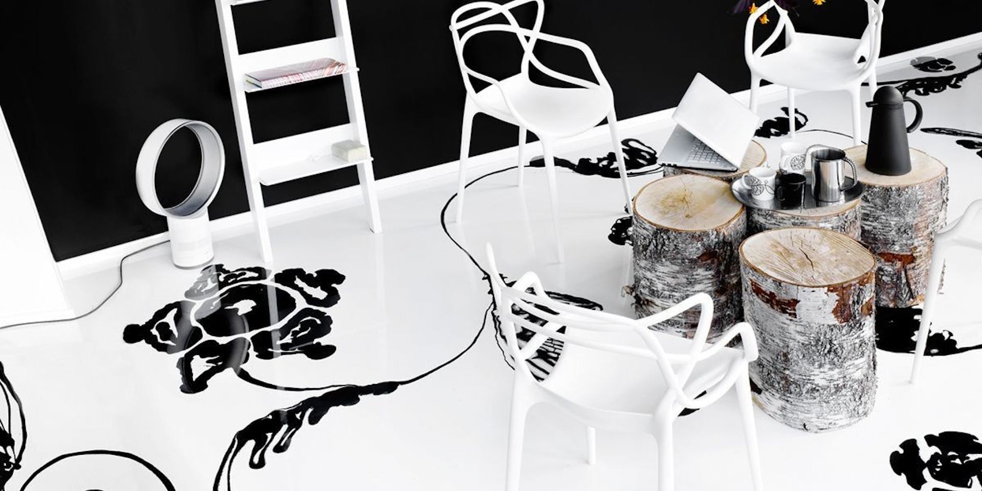 Free-hand Design Floor Patterning - Black & White Contrast Design | Tikkurila 