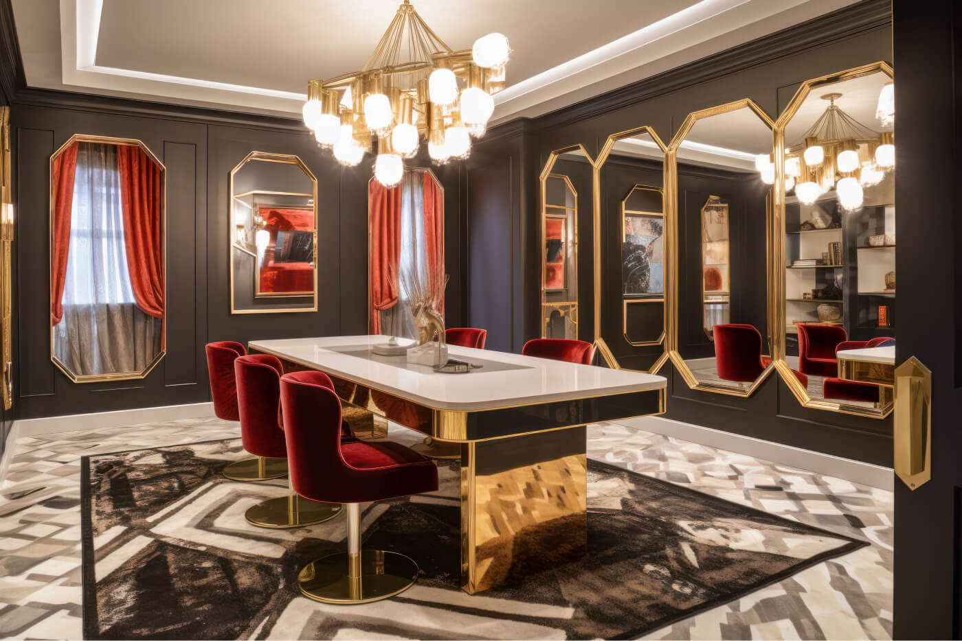 Dining room with art deco styling