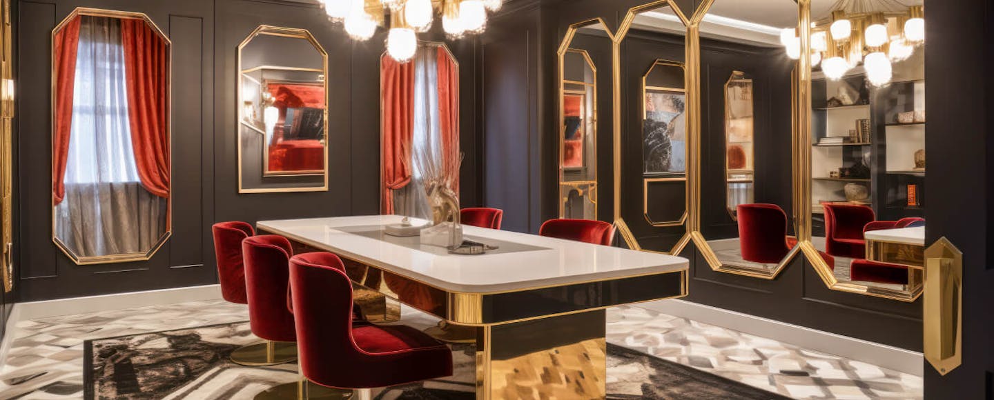 Dining room with art deco styling