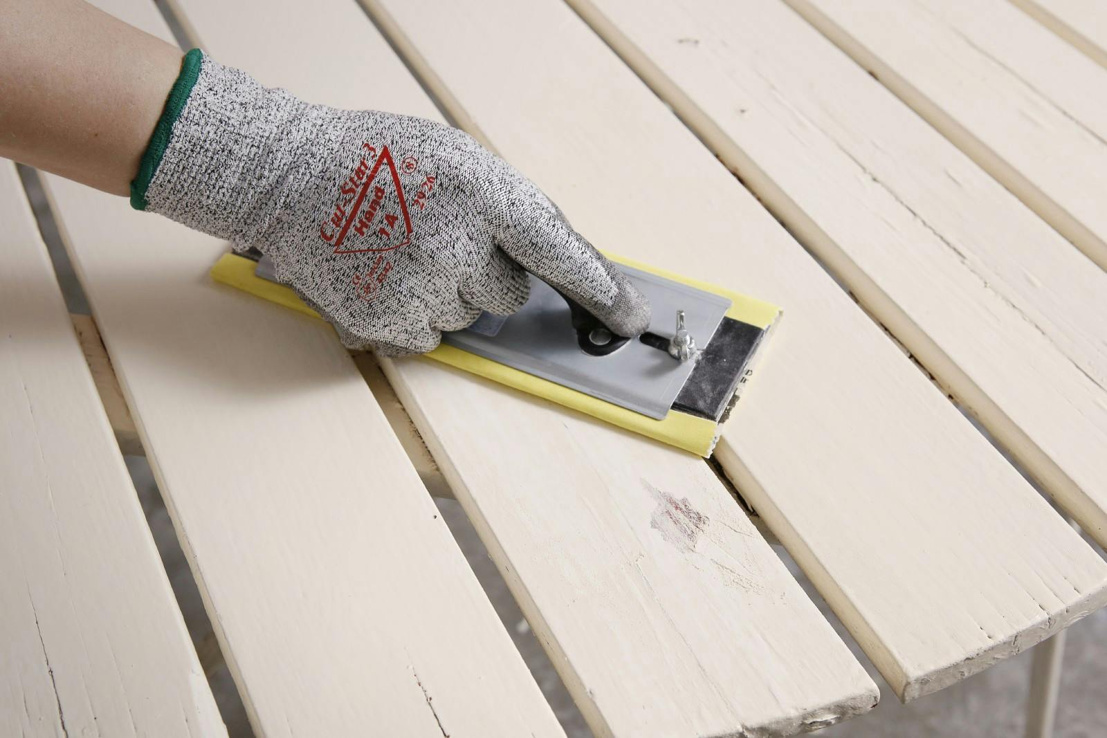 sanding the table