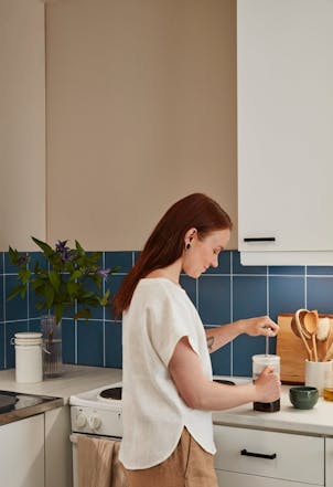 kitchen walls painted in a warm taupe paint