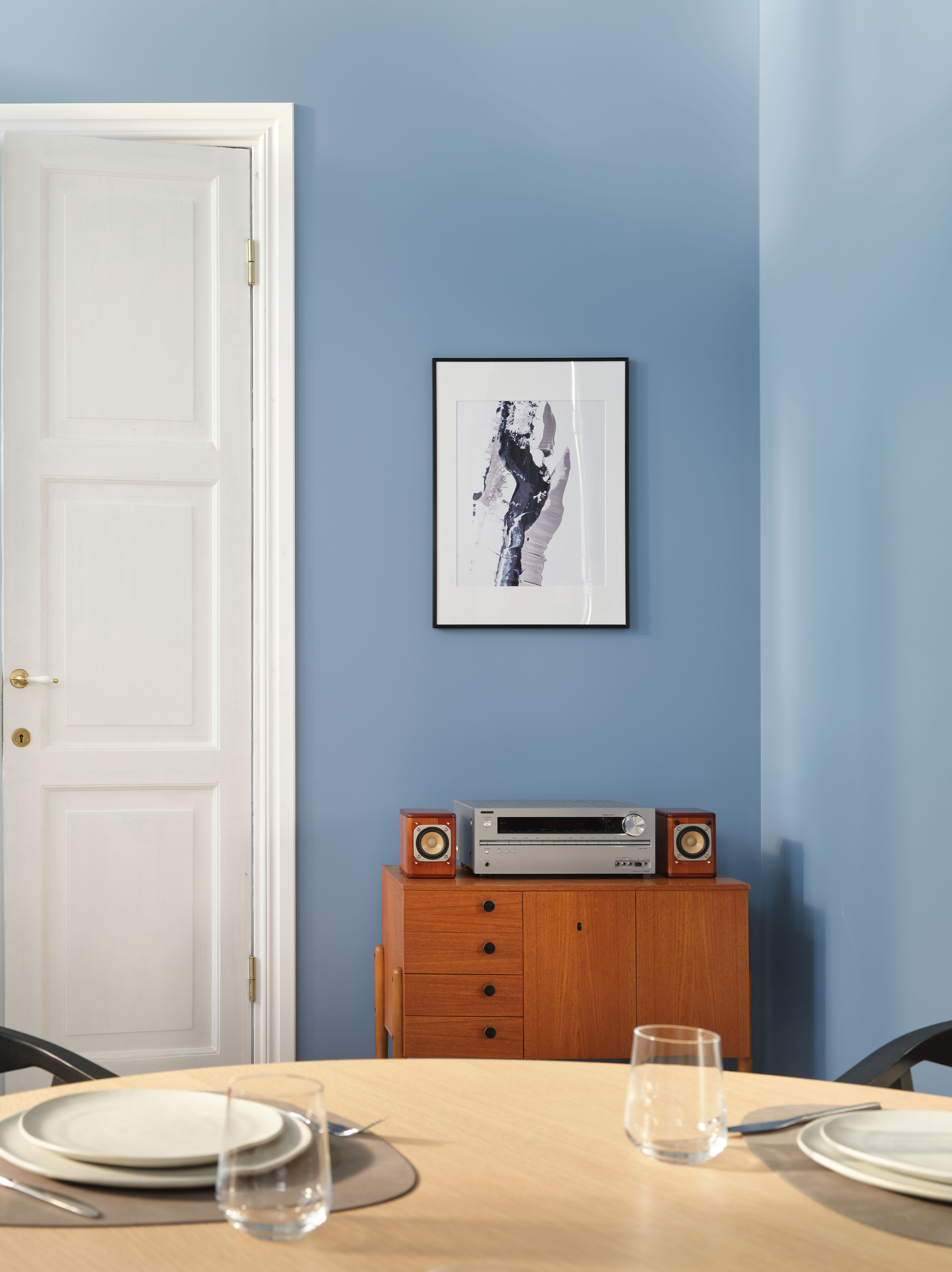 room painted in dusky blue shade sandman v431 