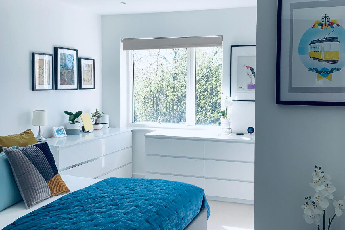 Light blue bedroom walls