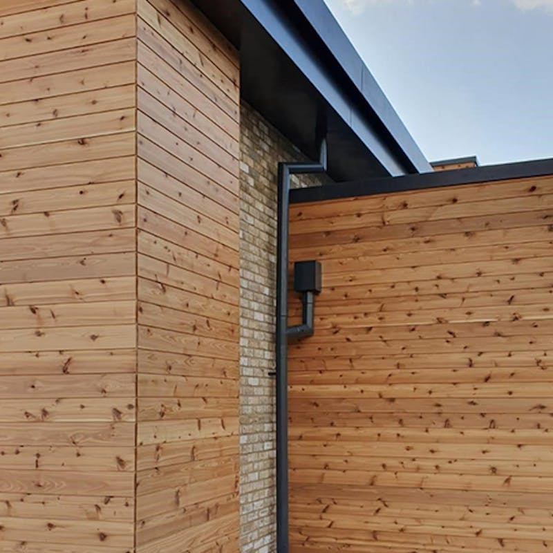 External cladding on side of building