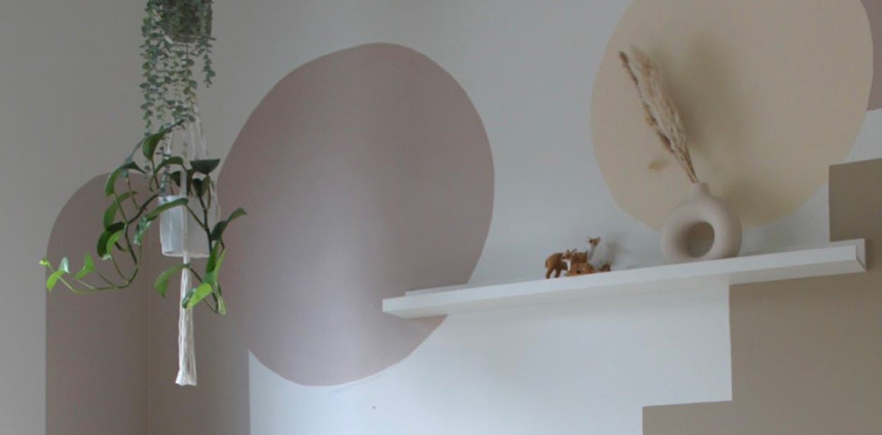 Wall with beige shapes painted