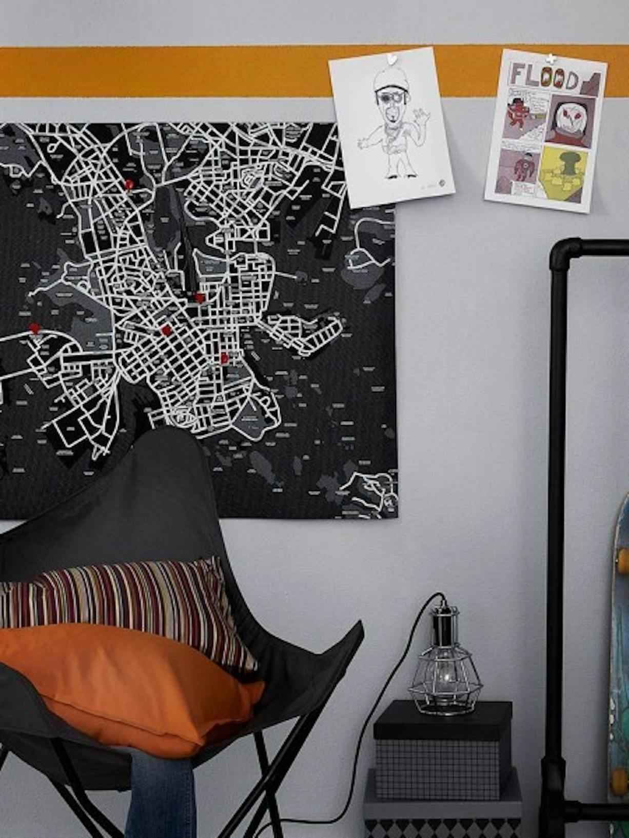 Glow in the dark cityscape mural right image