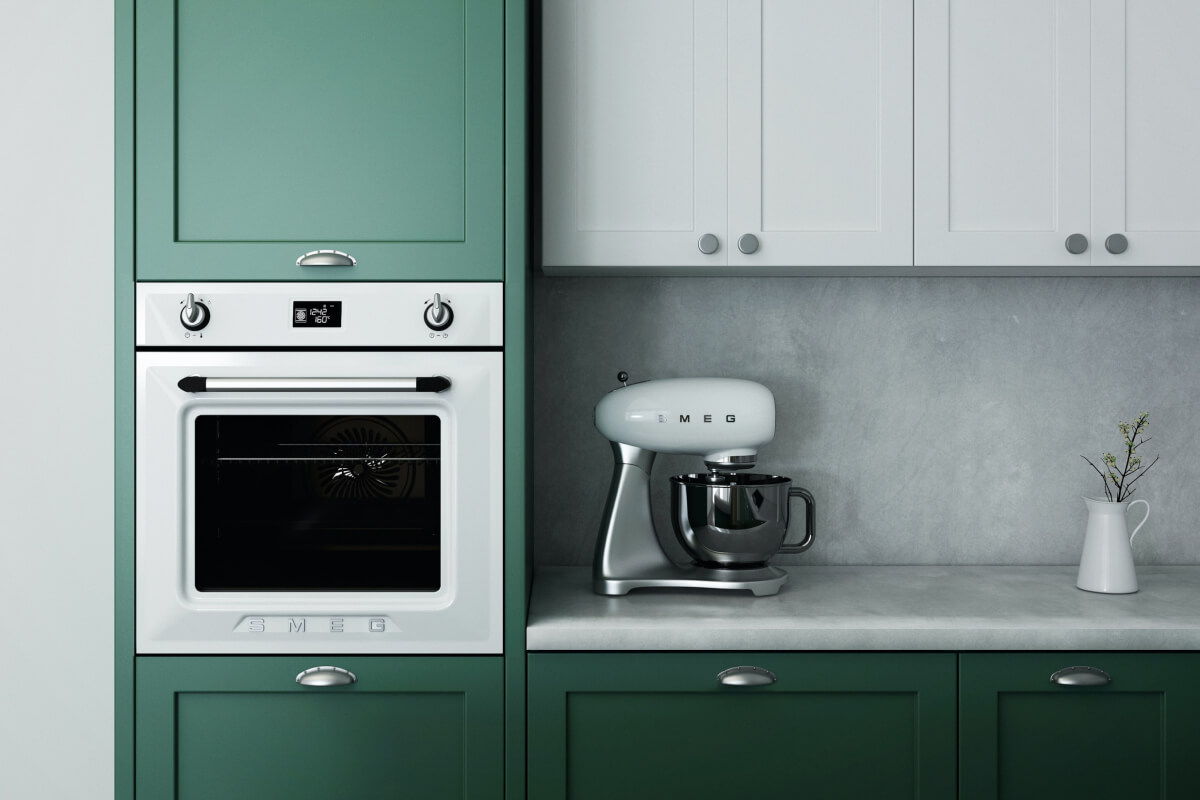green and white kitchen cabinets 