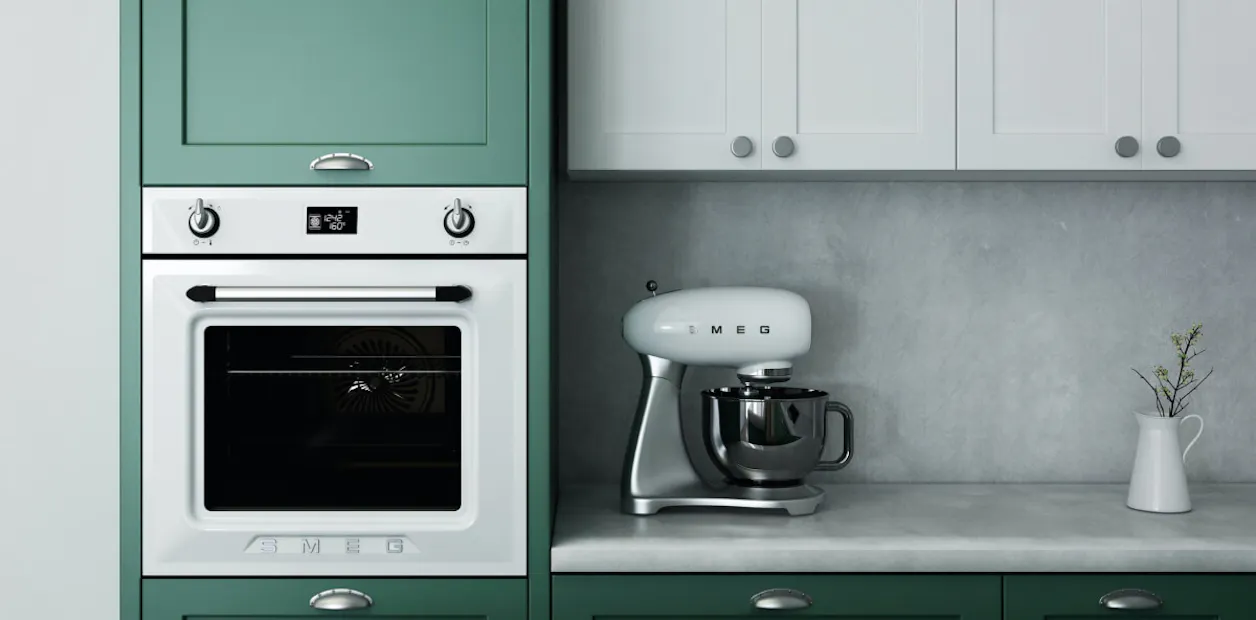 green and white kitchen cabinets
