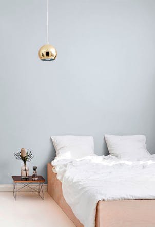 bedroom wall painted in Glacier Y435