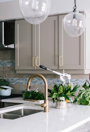 Stone colour kitchen cabinets