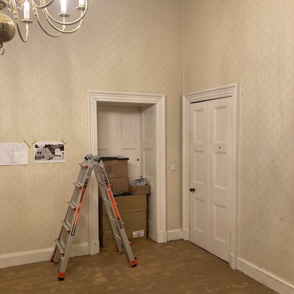 before painting corner with double door