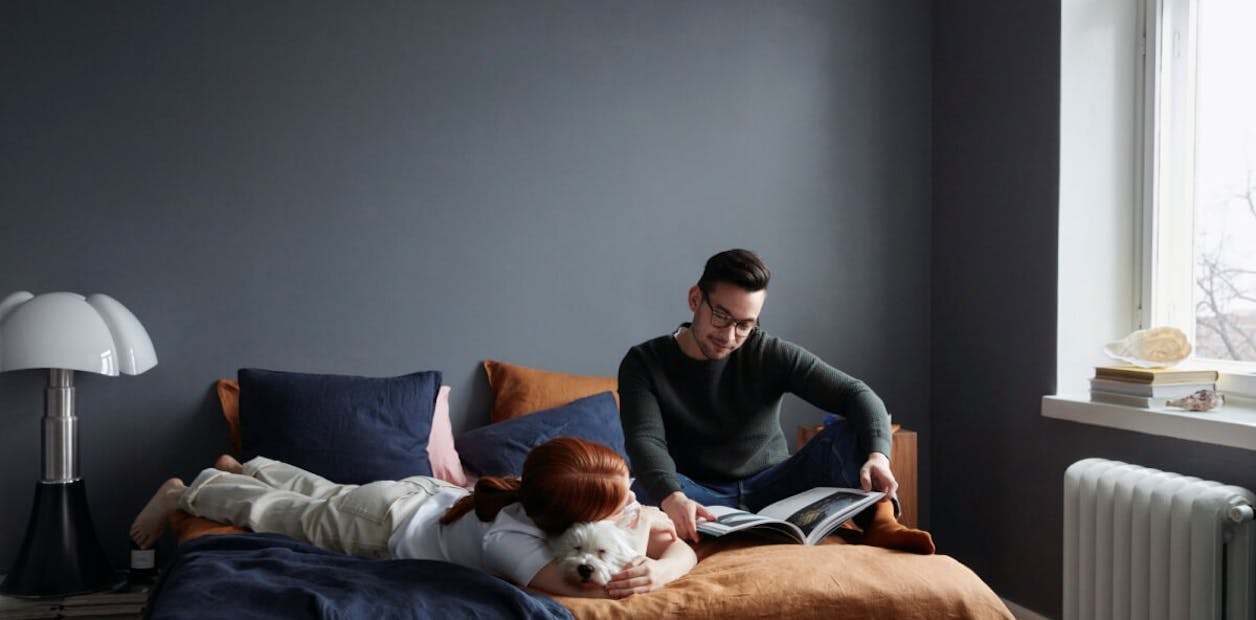 Dark blue bedroom walls