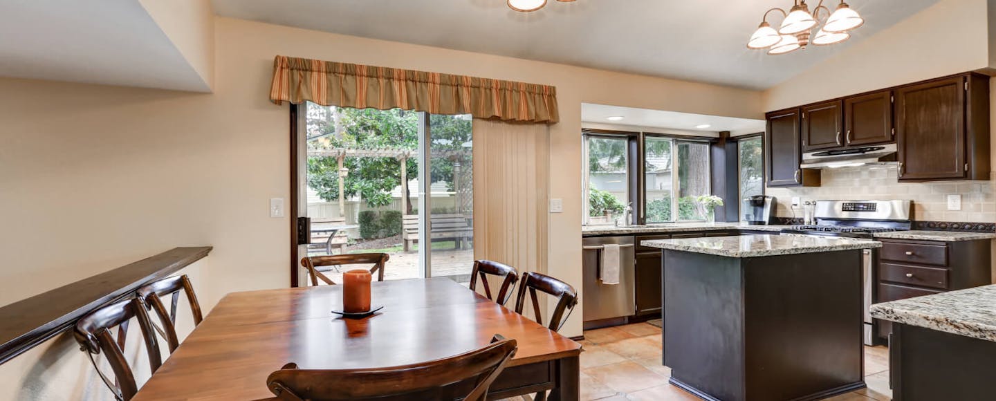 Kitchen painted with a soft brown paint colour