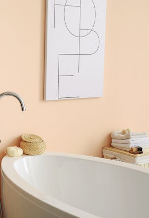 peach bathroom wall