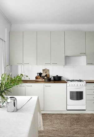 warm greige kitchen cabinets