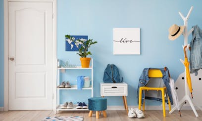 busy room painted sky blue paint colour