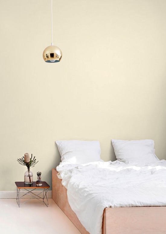 pale yellow bedroom wall