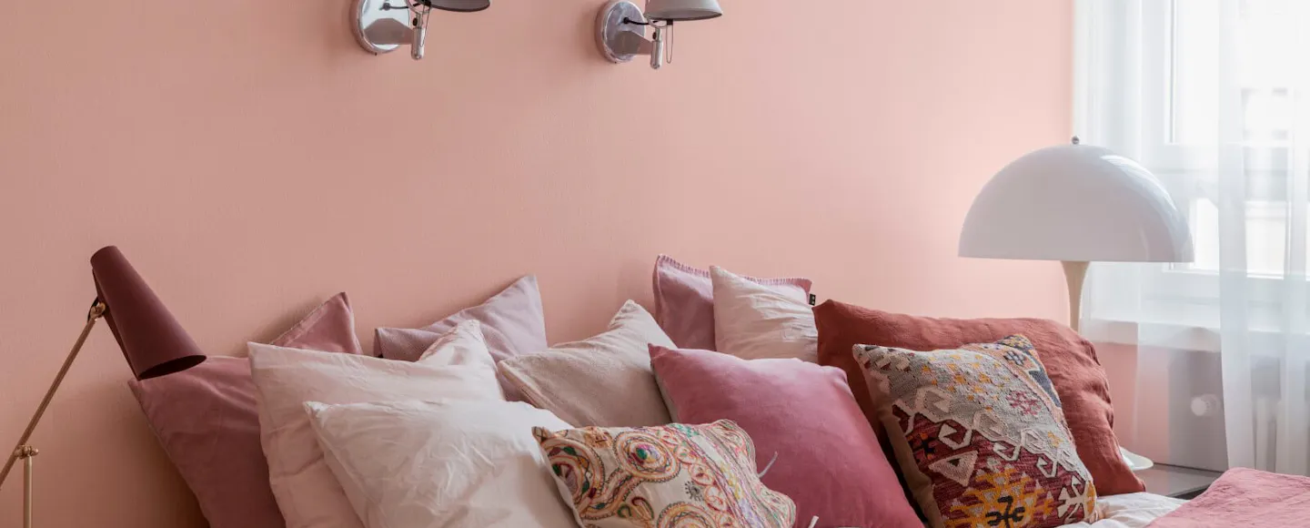 Pale pink bedroom wall