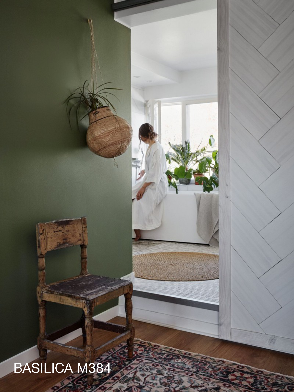 wall painted with a dark green paint