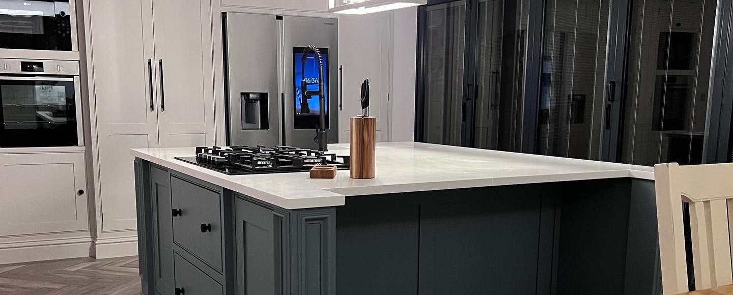 custom kitchen cabinets painted blue