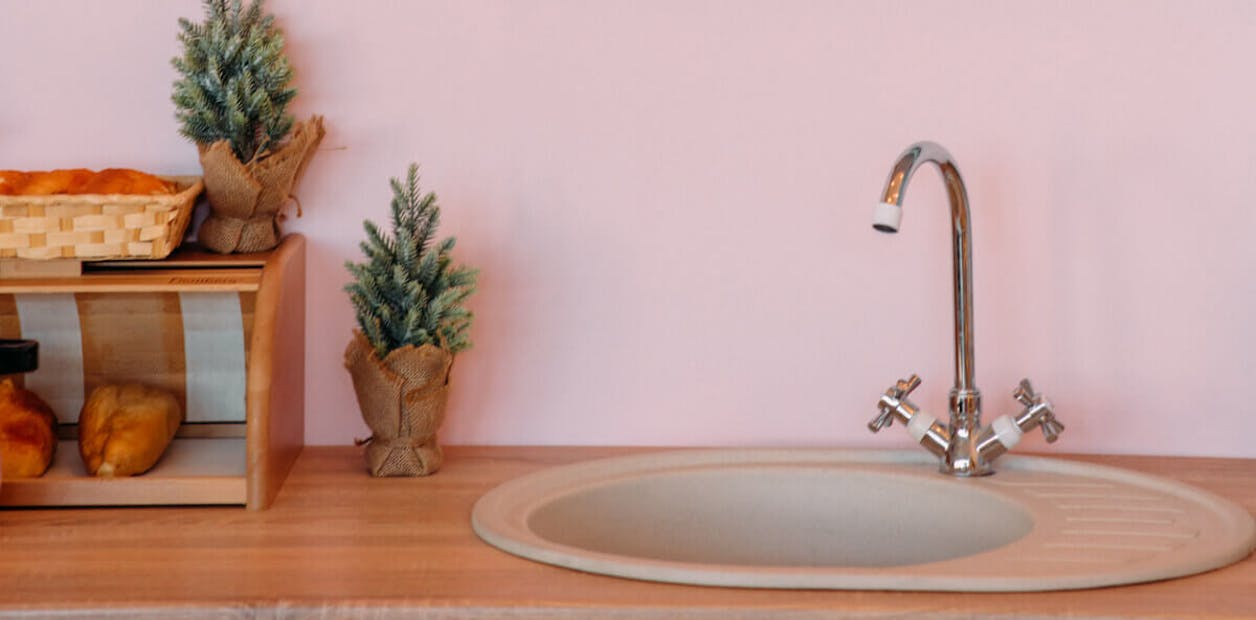 playful pink kitchen wall