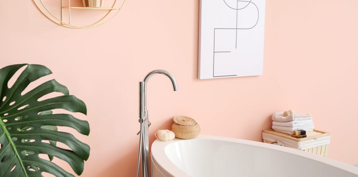 Light pink bathroom wall