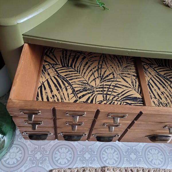 olive green wooden cabinet