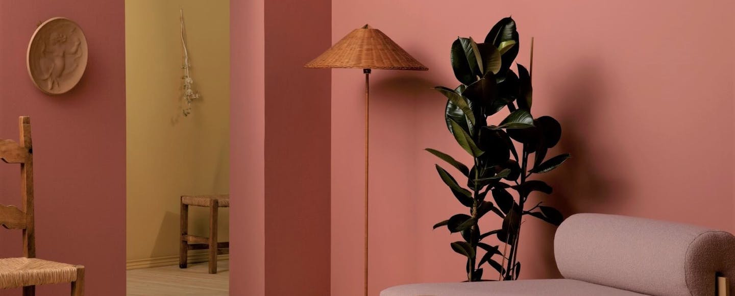 furniture against pink wall